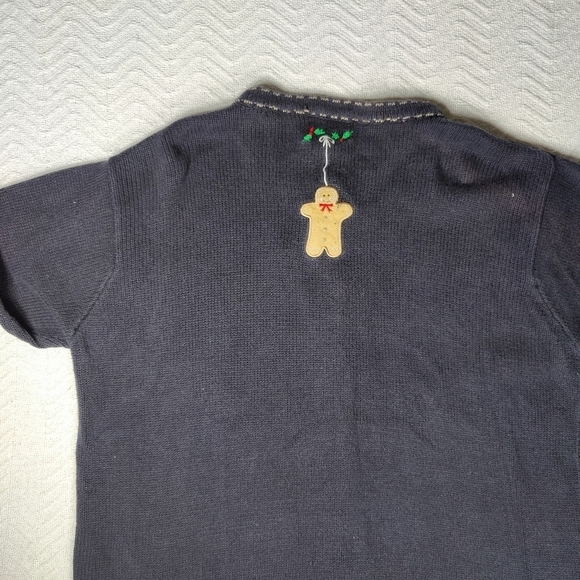 The Quacker Factory Ugly Christmas Sweater Cardigan sugar & Spice Gingerbread L - Picture 3 of 11